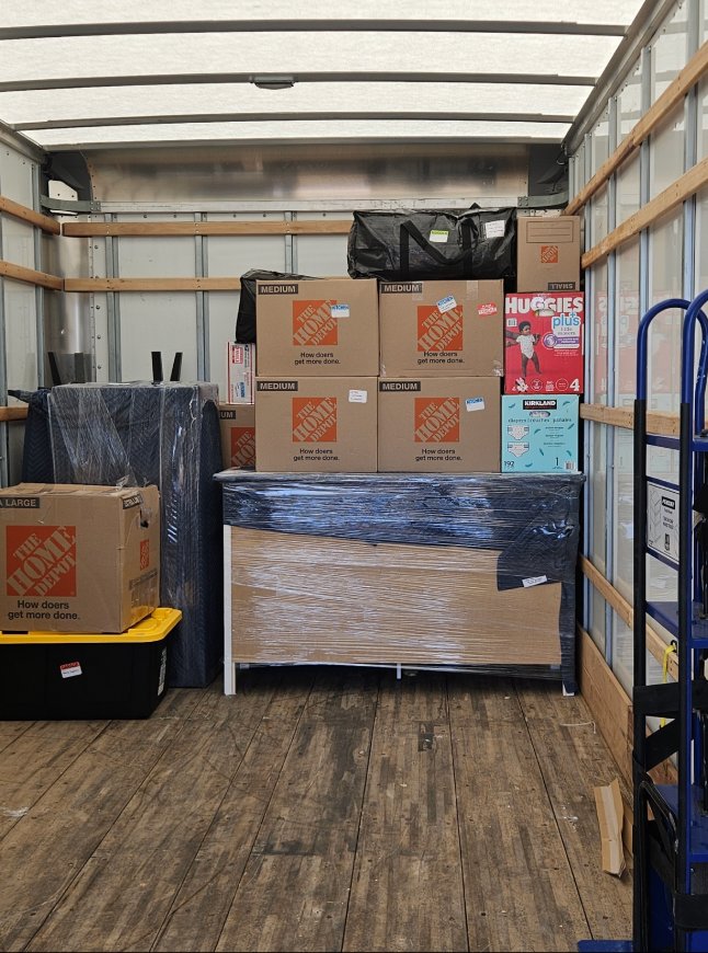 Boxes and furniture packed